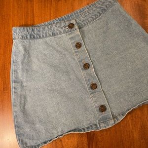 Forever 21 denim button up mini skirt - medium, light blue